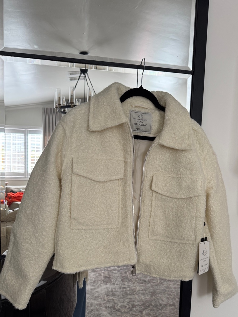 Black Label Women Cream Sherpa Puffer Jacket